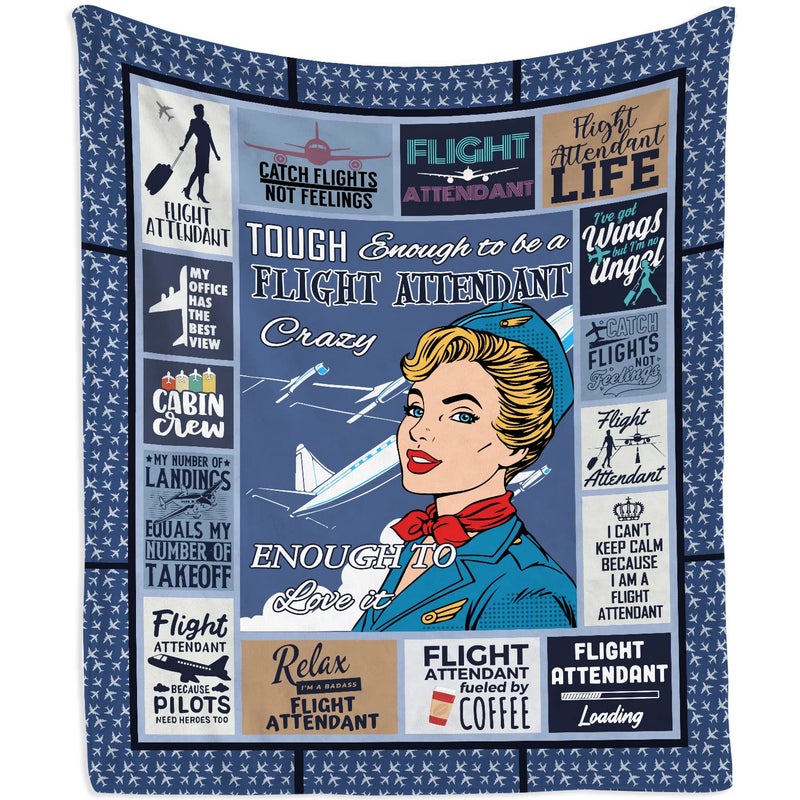 Mubpean Flight Attendant Gifts  Gifts for Flight Attendants Blanket 60""x50""  Flight Attendant Essentials Accessories  Birthday Gifts for Stewardess  Aviation Gifts for Women  Aviation School Blankets - Image 1